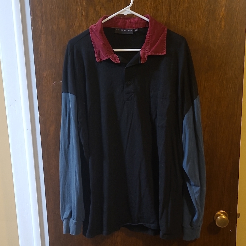 Black and Red Long Sleeve Polo Shirt